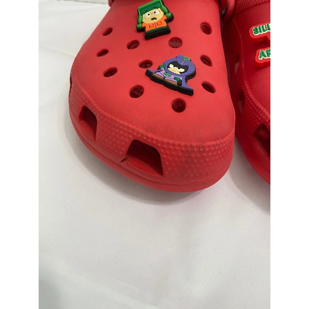 Crocs Classic Clog Mens 12 Red Good South Park Trix Jibbitz Charms Slip On Shoes